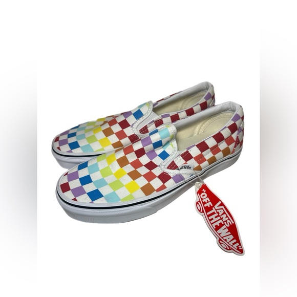 Vans Shoes - Vans Rainbow Checkerboard Unisex Slip-On Rainbow Chex Skate Sneaker
